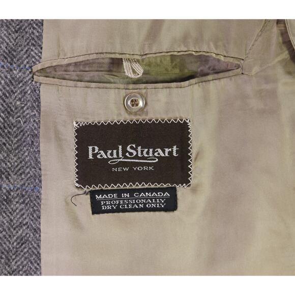 Paul Stuart Vintage 80's Gray Blue Herringbone Tweed 2-Btn Sportcoat Blazer 42R - Picture 7 of 8
